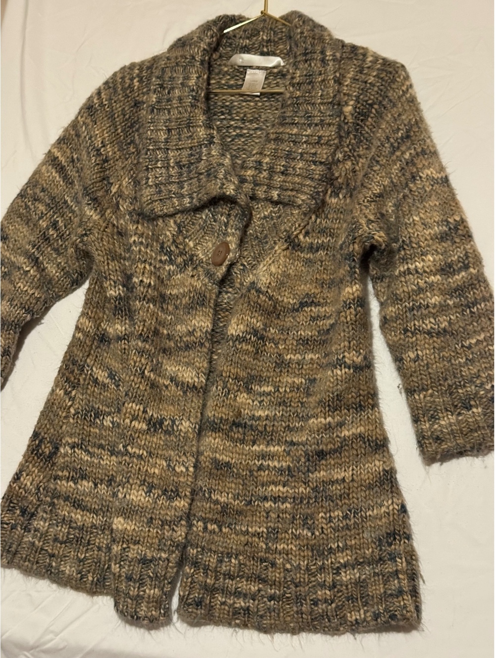 Vintage Y2K Jillian Nicole Earthy Space Dye Chunky Knit Wool Cardigan Size L